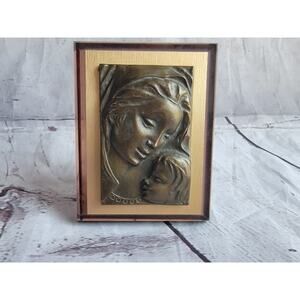 Virgin Mary and Baby Jesus Christ wall plaque Dark Bronze Finish? Petit Bijou